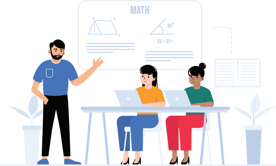 red and blue learning illustration flat